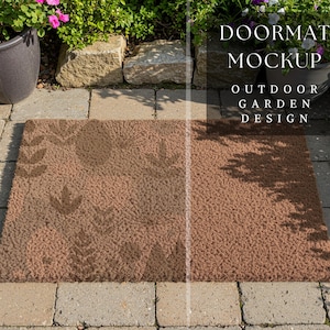Doormat Mockup | Outdoor Garden Design | Coir Rug Mockup | Customizable Patio Doormat | Welcome Mat Mockup | 300 DPI HQ PNG Mockup
