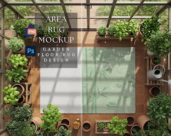 Area Rug Mockup | Area Rug - Garden Floor Rug  Design  | Customizable Carpet | Garden Rectangular Rug | Home Decor |300 dpi HQ PNG & PSD