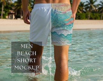 Mockup di pantaloncini da spiaggia da uomo / Design di pantaloncini estivi da uomo / Mockup di pantaloncini da spiaggia / Pantaloncini da bagno da uomo con parte posteriore / Pantaloncini hawaiani da uomo / Mockup PNG HQ 300 DPI