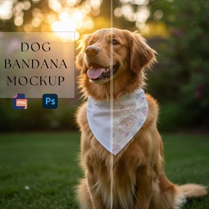 Dog Bandana Mockup | Pet Bandana Design | Puppy Bandana Mockup | Dog Collar Mockup | Dog Bandana |Dog Scarf Mockup |300 dpi HQ PNG & PSD