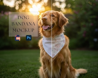 Dog Bandana Mockup | Pet Bandana Design | Puppy Bandana Mockup | Dog Collar Mockup | Dog Bandana |Dog Scarf Mockup |300 dpi HQ PNG & PSD