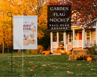 Gartenfahne Mockup |Herbst Saison Flaggen-Design |Yard Flagge Vorlage |Anpassbares Garten Banner |Hausschild Flagge Mockup |