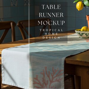 Löpare-mockup | Tropisk designmockup | Havsinspirerad design | Anpassningsbar löparedesign | Heminredning | 300 DPI HQ PNG-mockup