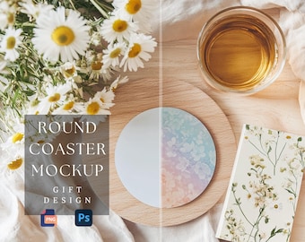 Rund underläggsmodell | Gåva - Presentdesign | Kaffeunderläggsmodell | Anpassningsbar underläggsdesign | Sublimeringsunderlägg | 300 dpi HQ PNG & PSD