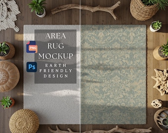 Area Rug Mockup | Eco-Friendly Rug Design | Green Design Carpet  | Customizable Rug | Rectangular Rug | Home Decor |300 dpi HQ PNG & PSD