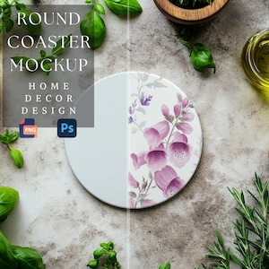Rund underläggsmodell | Heminredningsmodell | Köksinspirerad design | Anpassningsbar underläggsdesign | Kustdekor | 300 dpi HQ PNG & PSD bild 1