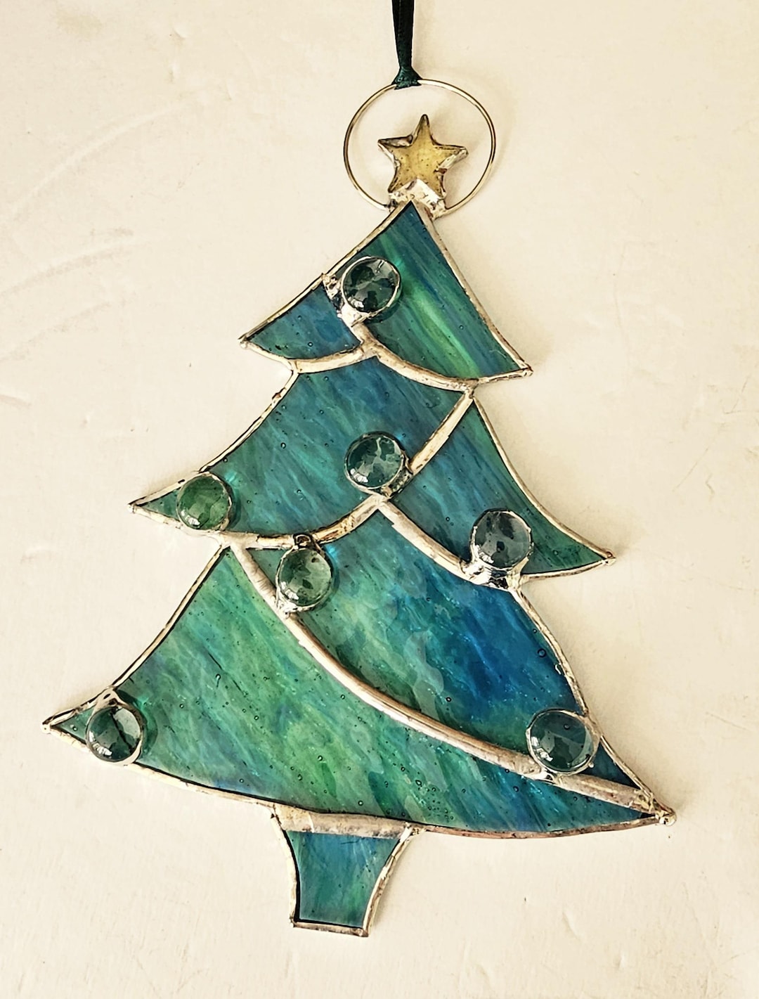 Stained Glass Christmas Tree Ornament Suncatcher - Etsy