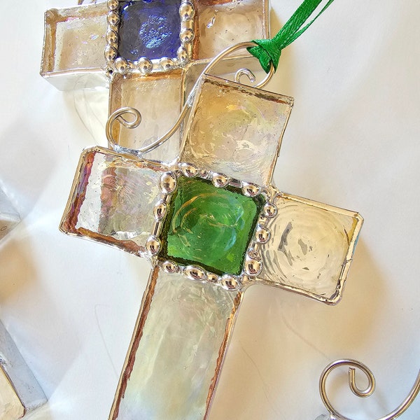 Christian wall art glass cross in different colors