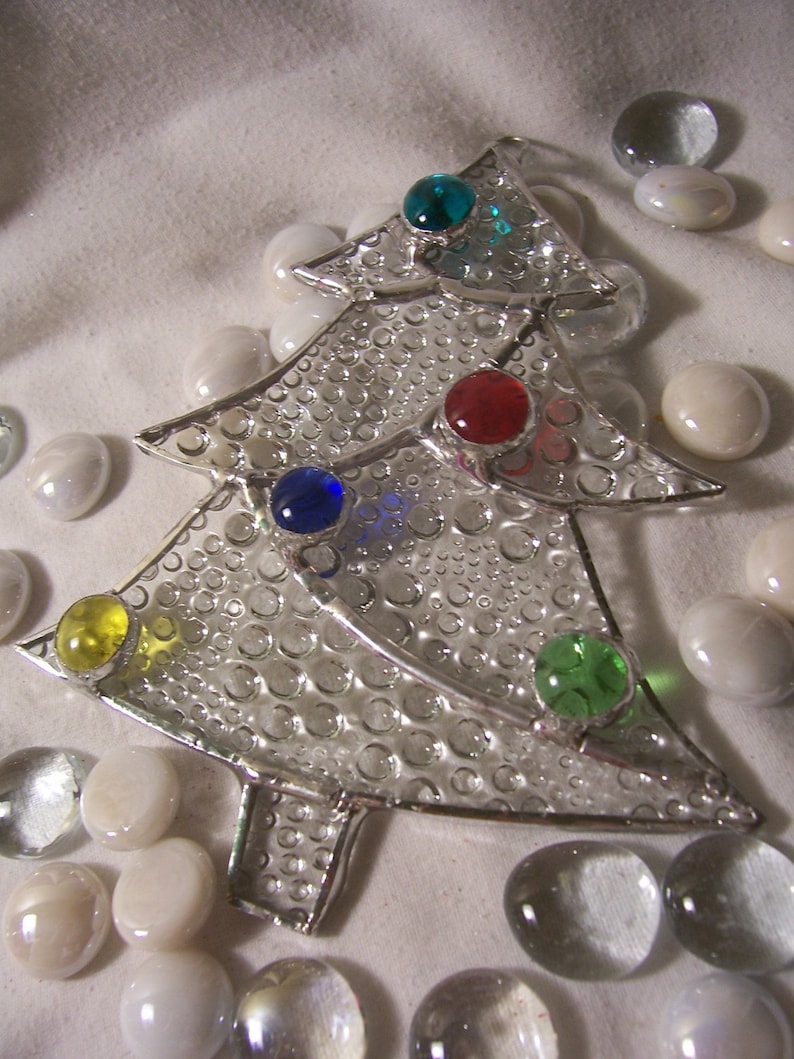 Clear bubble stained glass Christmas tree ornament | Etsy