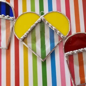 stained glass heart suncatcher in jewel tone colors