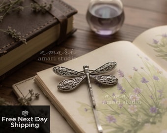 Silver Dragonfly Hair Barrette, AB Crystal Sparkle - Etsy display picture 3