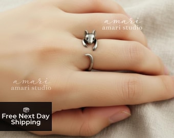 Silber Maus verstellbarer Ring, niedliches Tier Ring Geschenk für sie, einzigartiger Schmuck