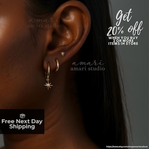 3Pcs Gold Star Huggie Hoop Earring Set, Stud Earrings, Set of 3 Earrings