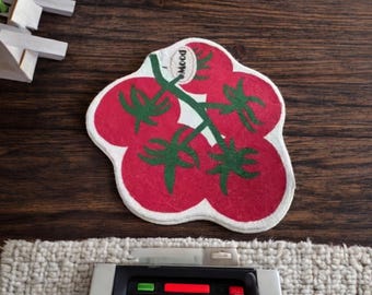 Red Tomatoes Shaped Rug – Cute Food-Inspired Bedside Mat, Soft Plush Carpet for Mirror Area or Entryway, Fun Home Decor