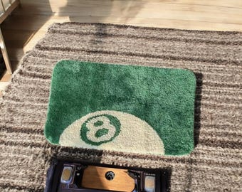 Green 8 Ball Tufted Rug – Soft Plush Non-Slip Rectangle Carpet for Bathroom, Bedroom, or Living Room Home Decor