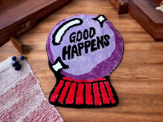 Purple Crystal Ball Tufted Rug – Soft Aesthetic Carpet for Bedroom, Bathroom, or Living Area, Non-Slip Hallway Floor Mat