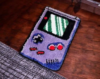 Handheld Game Console Tufted Rug – Funny Gamer Decor, Non-Slip Carpet for Game Room