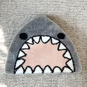 Tapete de banheiro de tubarão - Tapete de pelúcia antiderrapante com desenho animado para banheiro infantil ou decoração de casa