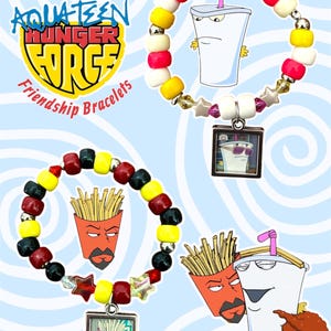 Aqua Teen Hunger Force Frylock and Master Shake Beaded Kandi Friendship Bracelet Set with Photo Charm