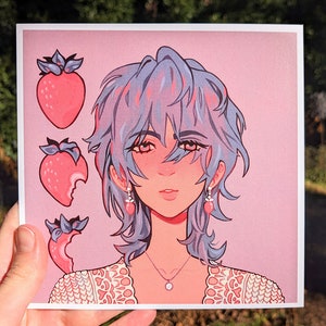 Strawberries Art Print - Original Character Aesthetic Art