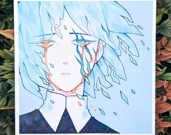 Phos Sparkly Print - Land of the Lustrous/Houseki no Kuni Phosphophyllite Gem Anime Fanart Print Holographic Art Poster