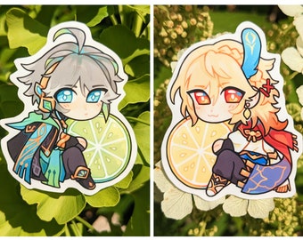 Kaveh & Al Haitham Stickers - Lemon/Lime Genshin Impact Glossy Vinyl Stickers