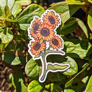 Autocollant de tournesol - autocollant imperméable en vinyle floral d'été esthétique