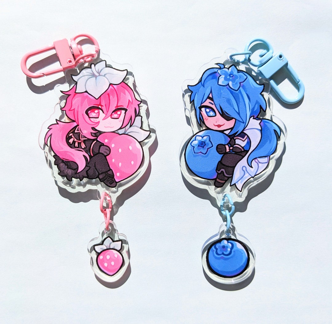 Diluc & Kaeya Keychains Strawberry Diluc and Blueberry Kaeya Genshin