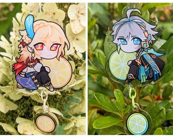Kaveh & Al Haitham Keychains - Lemon Kaveh and Lime Al Haitham Genshin Impact Acrylic Charm Keychains
