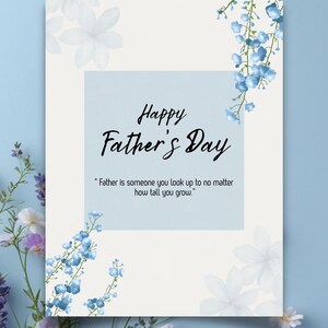 Una hermosa tarjeta azul para el Día del Padre imprimible y editable