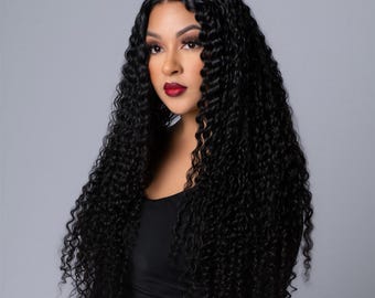 NEW ! Long Hair 16 inch Curly Wig Black Amazon.com : Lace Front Wigs Body Wave Long Curly Black Lace  main image 3