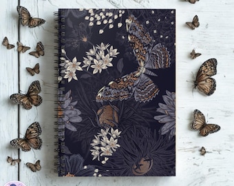 Inspired Butterfly Spiral Notebook, Journal, Sketchbook, Gift for Students, Floral Writing Pad, Butterfly Decor