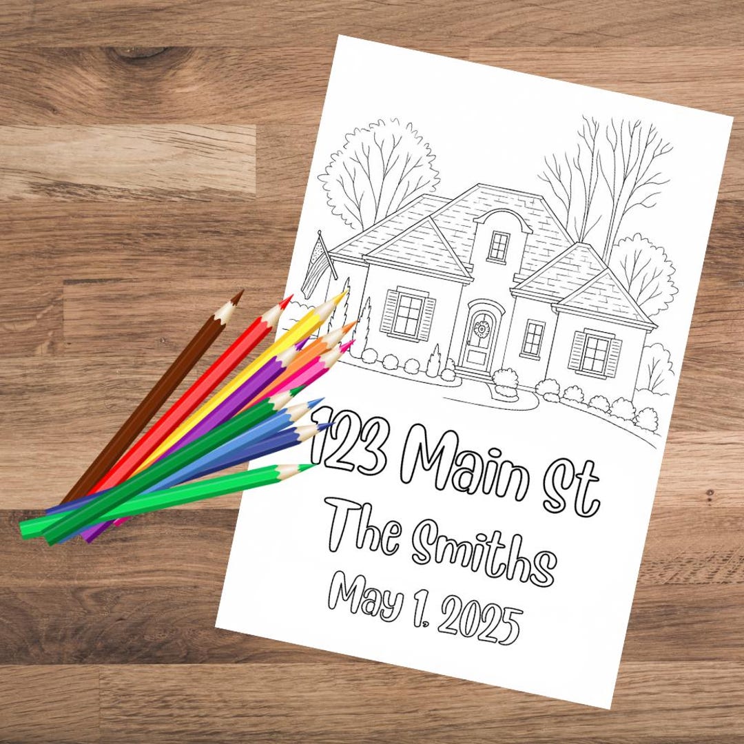 Custom House Coloring Page | Photograph Line Drawing | Realtor Gift ...