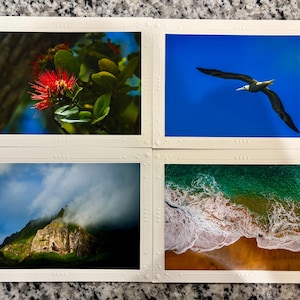 Hawaii Set mit 4 Fotokunstkarten - handgemacht, für das Display geeignet, innen leer - als bleibende Erinnerung mit Originalfotografie auf hochwertigem Karton