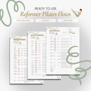 3 Ready-To-Use Reformer Pilates Flows for Teachers | Instructor Workout Plan | Digital Download | Printable PDF