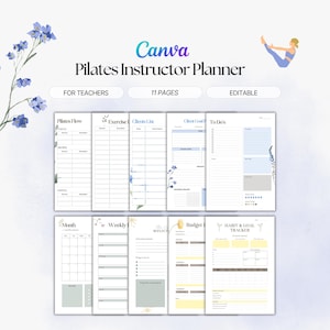 Reformer Pilates Class Planner for Instructors –  Editable Canva Template | Class Planning, Client & Budget Tracker (Digital Download)
