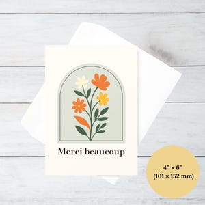 Remerciements, carte de voeux florale, carte de voeux vintage, carte florale minimaliste, carte de voeux vierge pour maman, carte de voeux pour papa