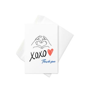 Tarjeta de agradecimiento, tarjeta XOXO para mejor amigo, tarjeta de felicitación para él, carta de felicitación divertida para ella, tarjeta de agradecimiento, tarjeta minimalista simple en blanco
