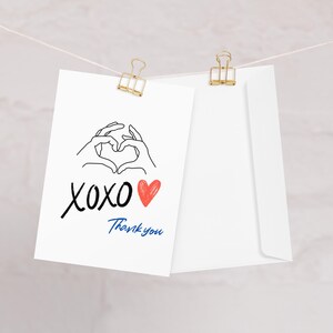 Cartão de agradecimento XOXO Cartão para melhor amigo Cartão de felicitações para ele Carta de felicitações engraçada para ela Cartão de agradecimento Cartão minimalista simples em branco