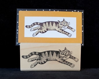 leaping cat rubber stamp