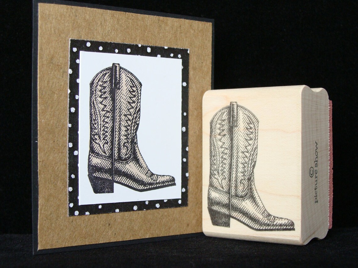 Cowboy Boot Rubber Stamp Etsy