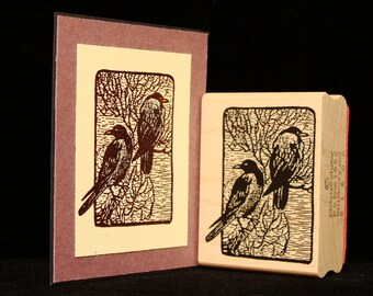 black birds rubber stamp