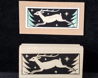 leaping deer rubber stamp