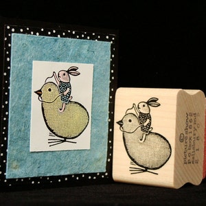 easter rubber stamp bunny riding chick image 2