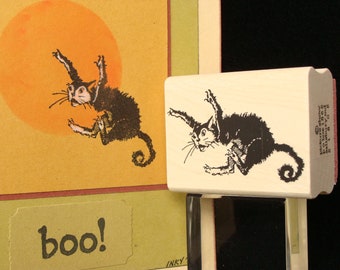 cat rubber stamp "leaping cat"