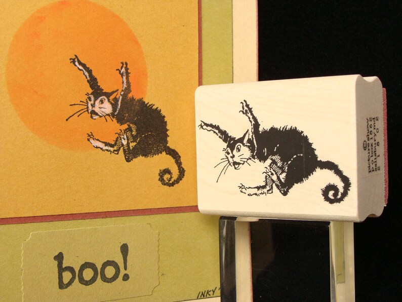 cat rubber stamp leaping cat image 1