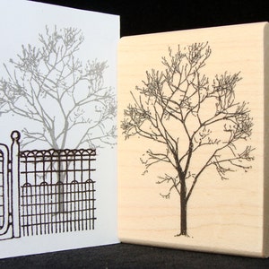 bare winter tree rubber stamp