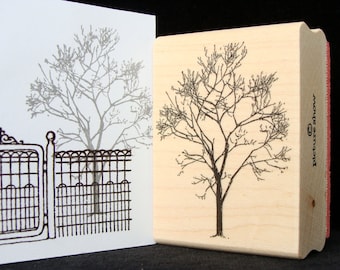 bare winter tree rubber stamp