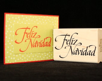 Merry Christmas rubber stamp  "Feliz Navidad"