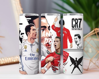Paquete de 2 envoltorios para vasos de Cristiano Ronaldo de 20 oz: Diseño de sublimación CR7 (archivo digital PNG)